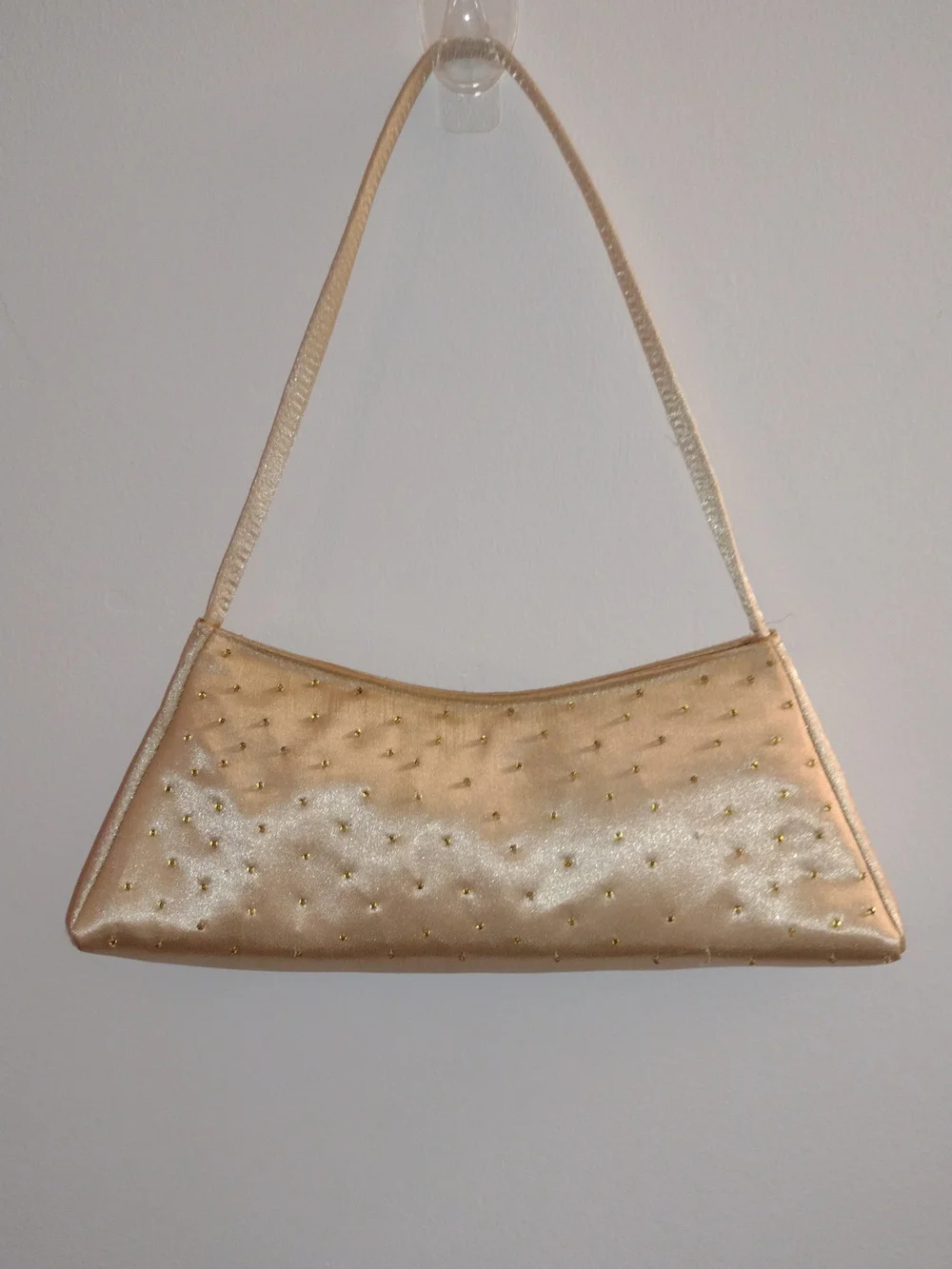 Gold Satin Studded Shoulder Bag - Women